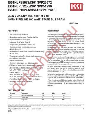 IS61NLP25672-200B1LI-TR datasheet  